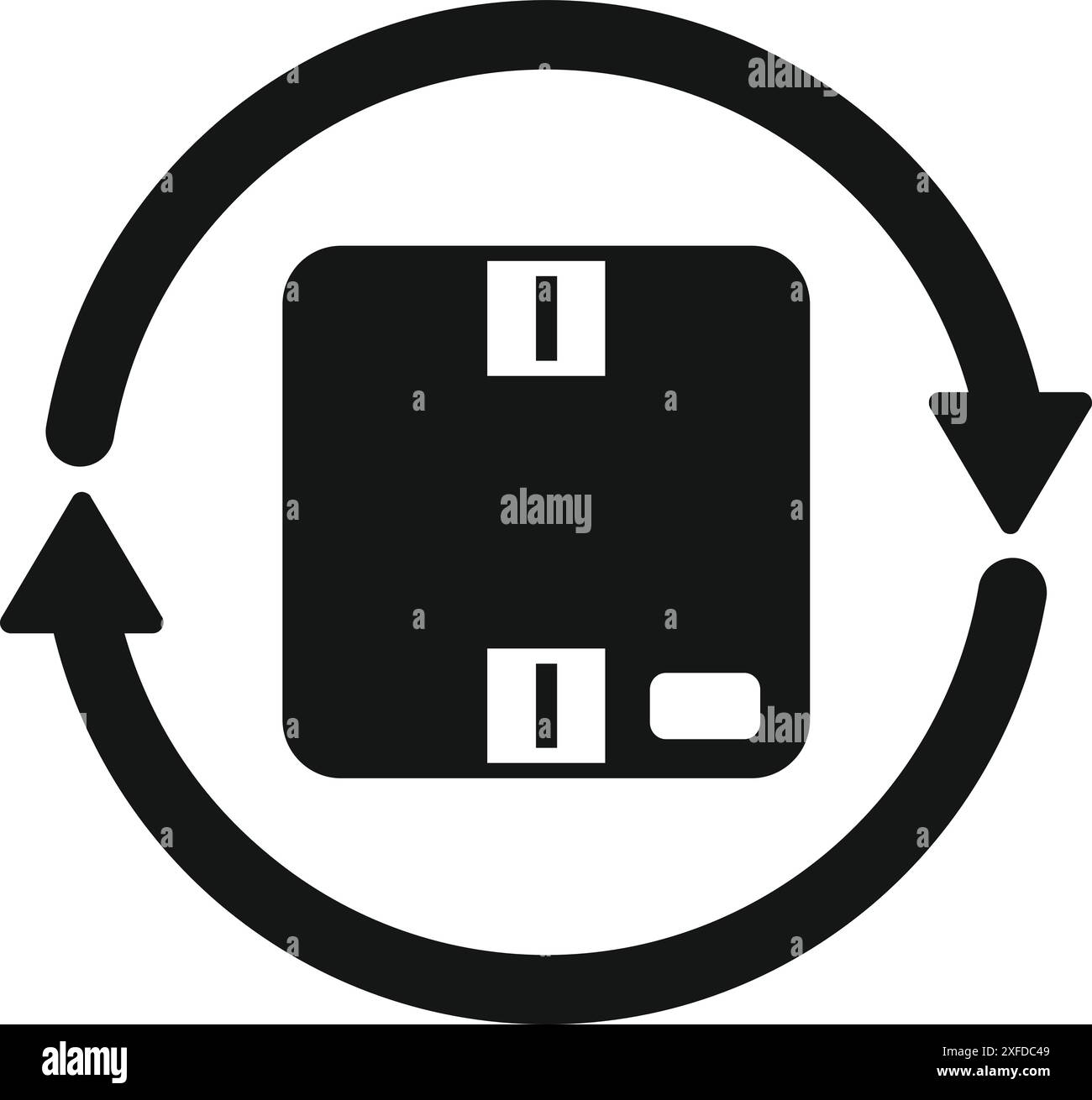 Flèche circulaire tournant autour d'une boîte en carton représentant le concept d'économie circulaire Illustration de Vecteur