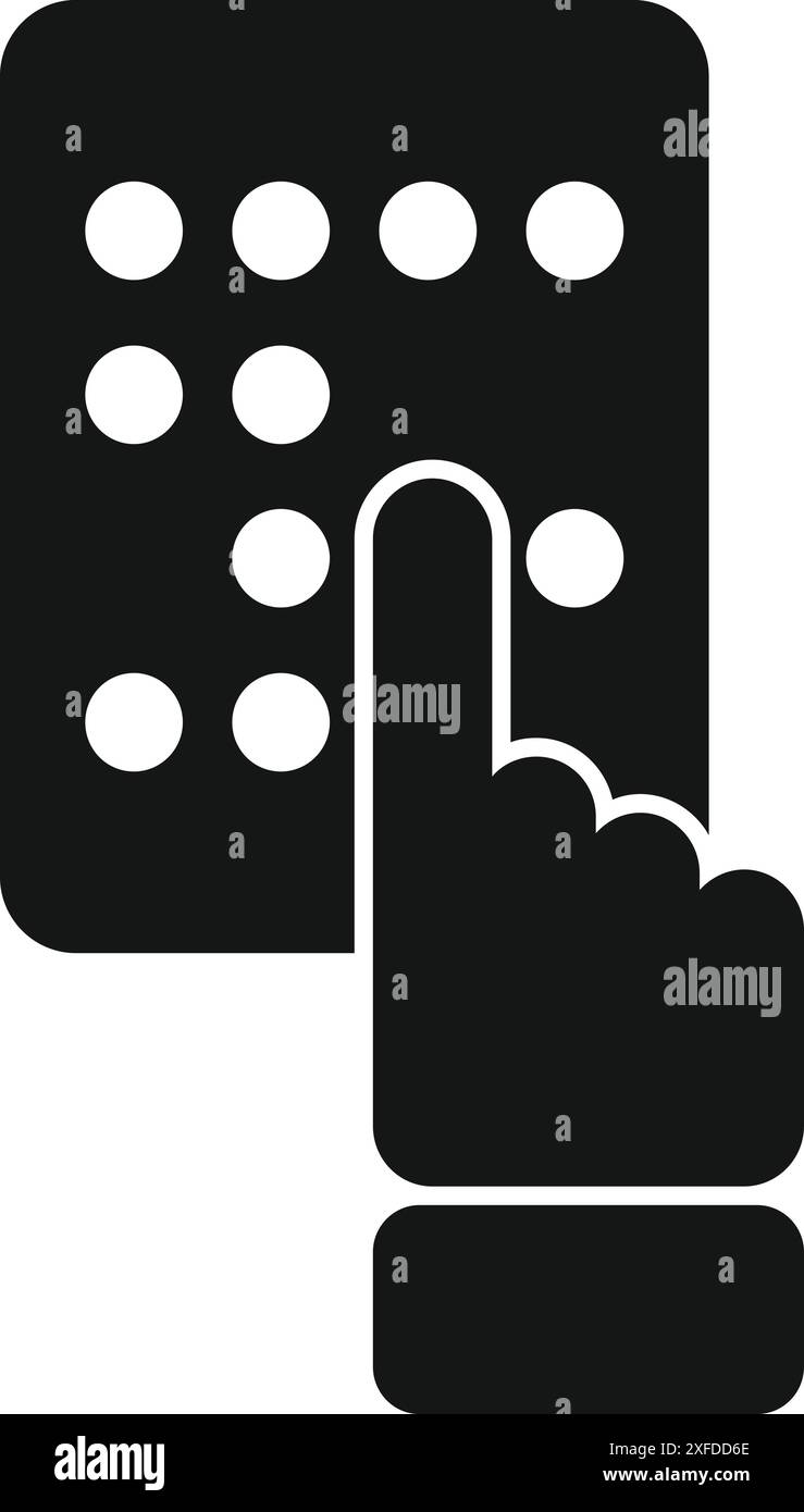 Icône simple d'un doigt lisant braille, un système tactile de lecture et d'écriture pour les personnes aveugles ou malvoyantes Illustration de Vecteur