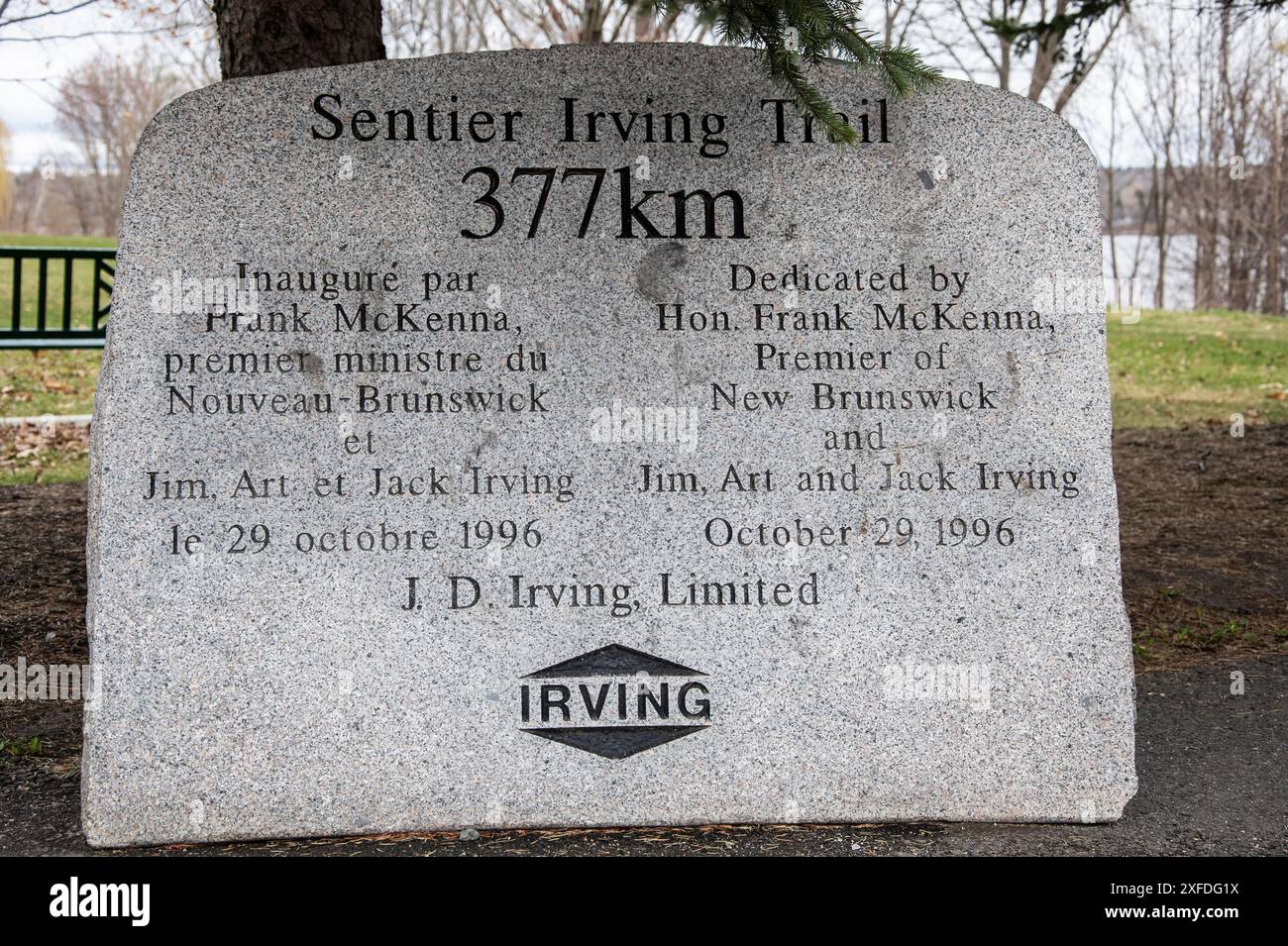 Panneau Irving Trail au bord de la rivière sud à Fredericton, Nouveau-Brunswick, Canada Banque D'Images
