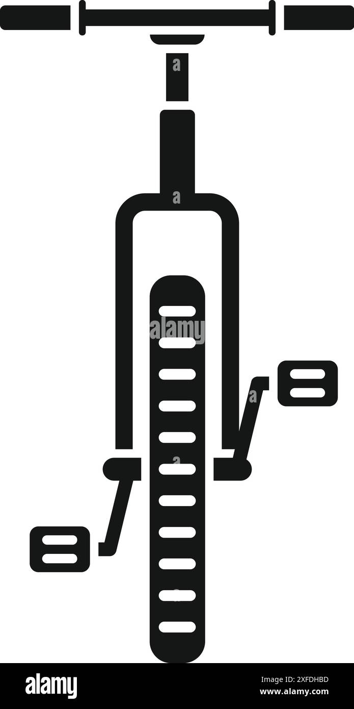 Silhouette simple en noir et blanc d'un monocycle avec pédales et guidon Illustration de Vecteur