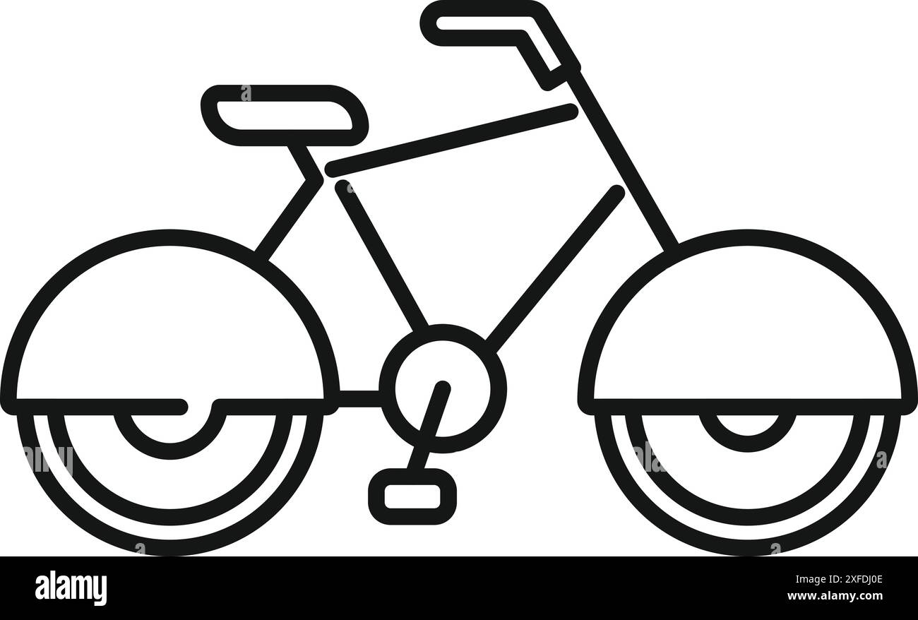 Illustration minimaliste d'un vélo de croisière avec pneus ballon, soulignant son design classique et confortable Illustration de Vecteur