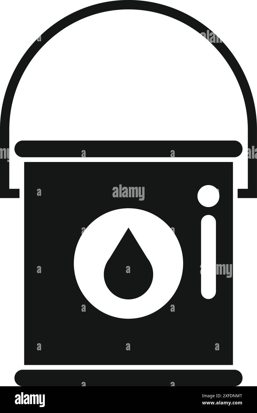 Icône simple d'un seau de peinture contenant une goutte d'eau, idéal pour les projets de bricolage et d'amélioration de la maison Illustration de Vecteur