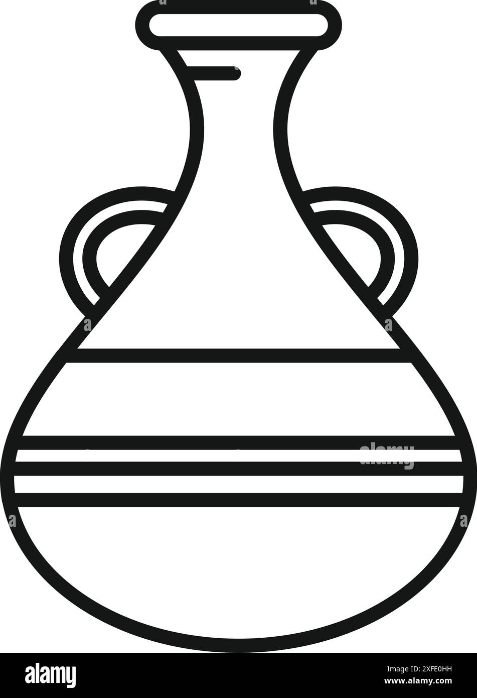 Dessin au trait d'un pot d'eau traditionnel africain en argile avec poignées, mettant en valeur le riche patrimoine culturel du continent Illustration de Vecteur