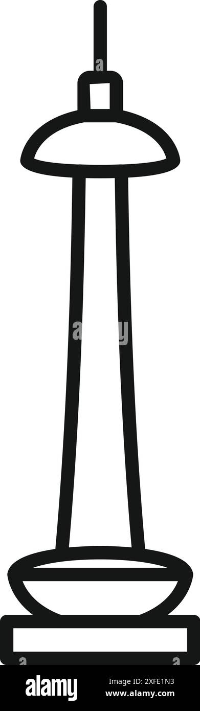 Icône de dessin au trait simple de la tour de kuala lumpur debout Illustration de Vecteur