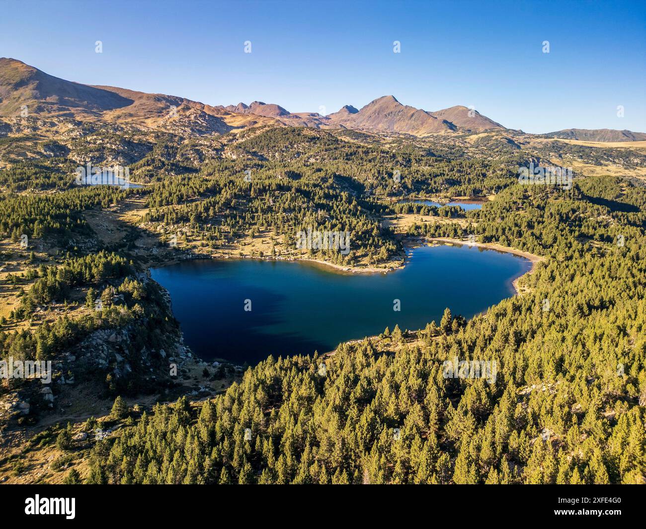 France, Pyrénées-Orientales, Haut-Conflent, région du Capcir, Parc naturel régional des Pyrénées catalanes, les lacs des Bouillouses, les étangs de Carlit, in Banque D'Images