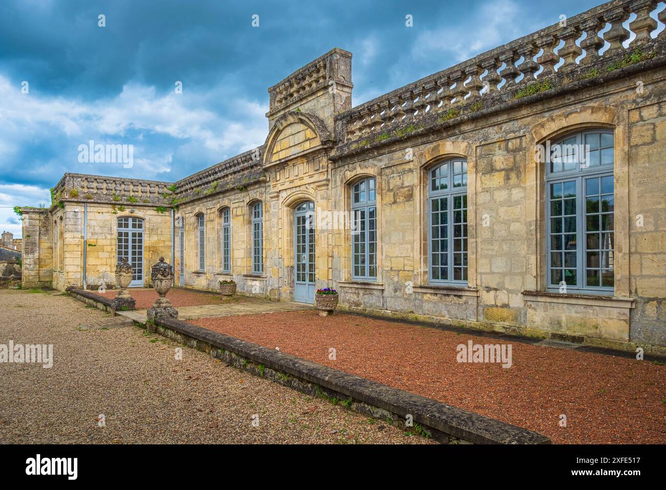 France, Gironde, Bourg, village sur le chemin de Saint-Jacques-de-Compostelle (via Turonensis ou chemin Tours), terrasse du château de la Citadelle Banque D'Images