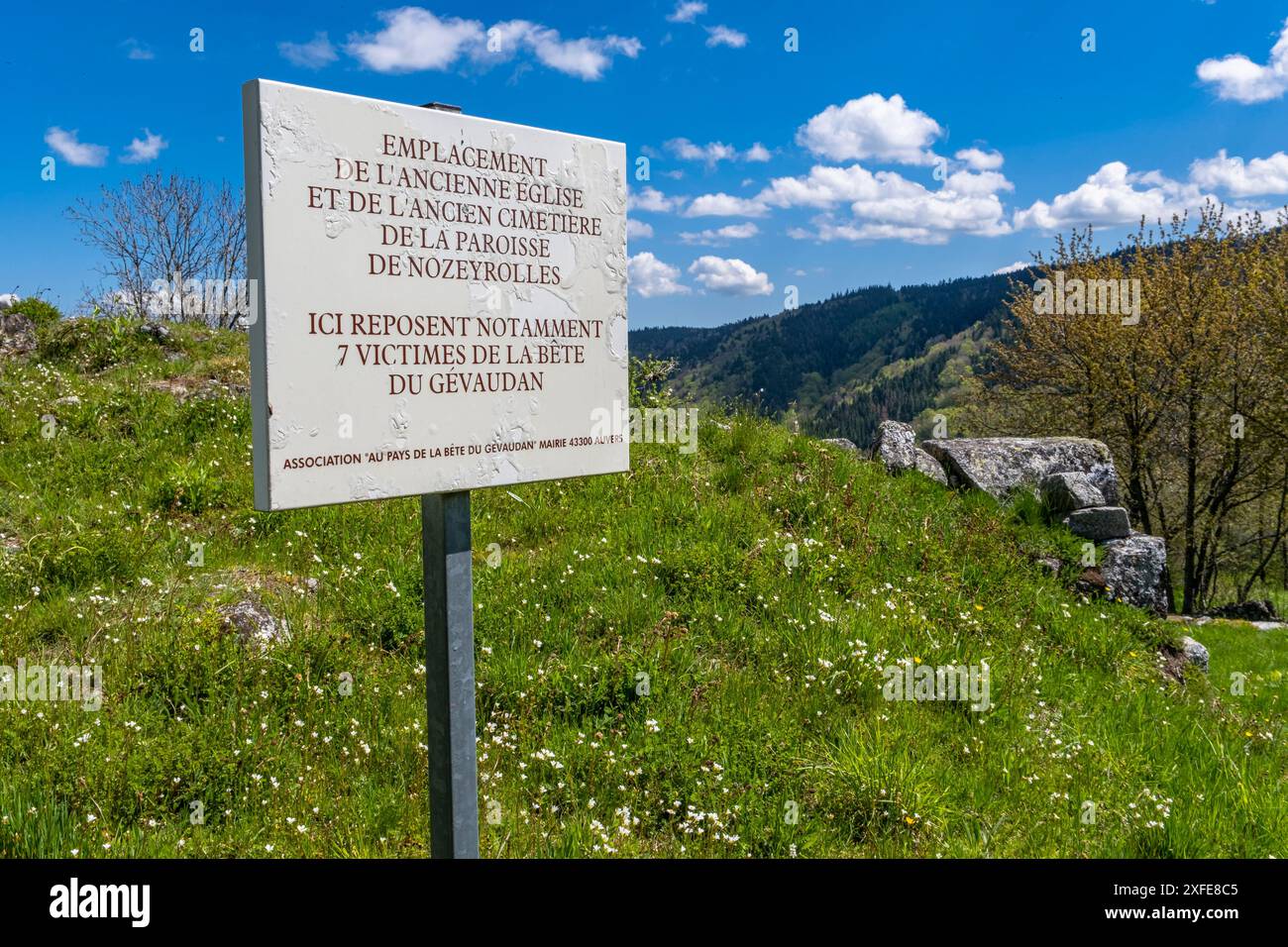 France, haute Loire, Auvers, lieu dit Nozeyrolles, il y a un cimetière où reposent 7 victimes de la Bête du Gévaudan, Gévaudan, montagnes de marge Banque D'Images