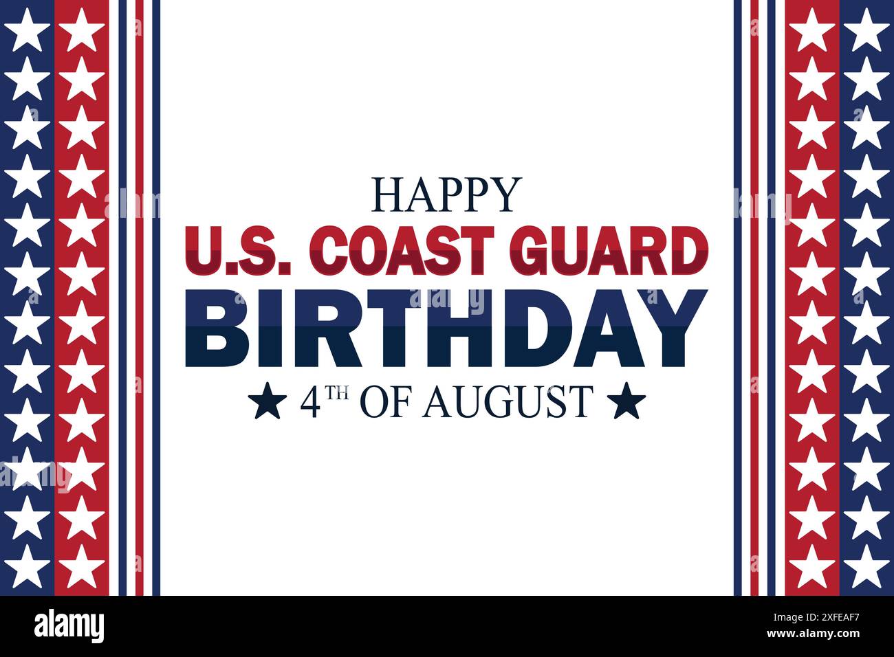Joyeux fond d'écran d'anniversaire de la Garde côtière américaine avec des formes et la typographie, bannière, carte, affiche, modèle. Joyeux anniversaire de la Garde côtière américaine, arrière-plan Illustration de Vecteur