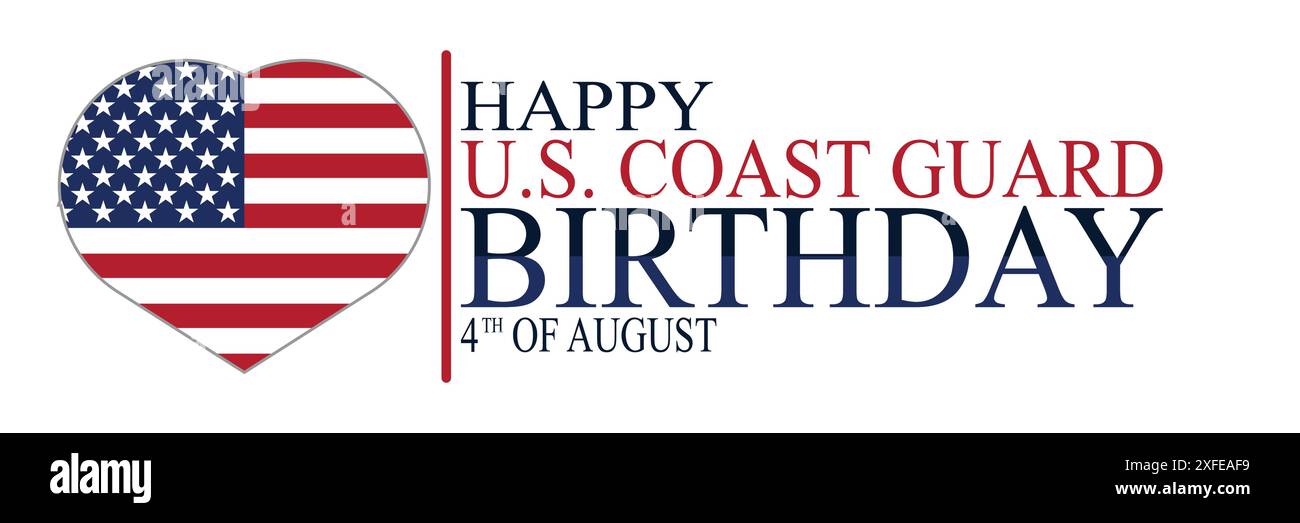 Joyeux anniversaire des garde-côtes américains. 4 août. Convient pour carte de vœux, affiche et bannière. Illustration vectorielle. Illustration de Vecteur