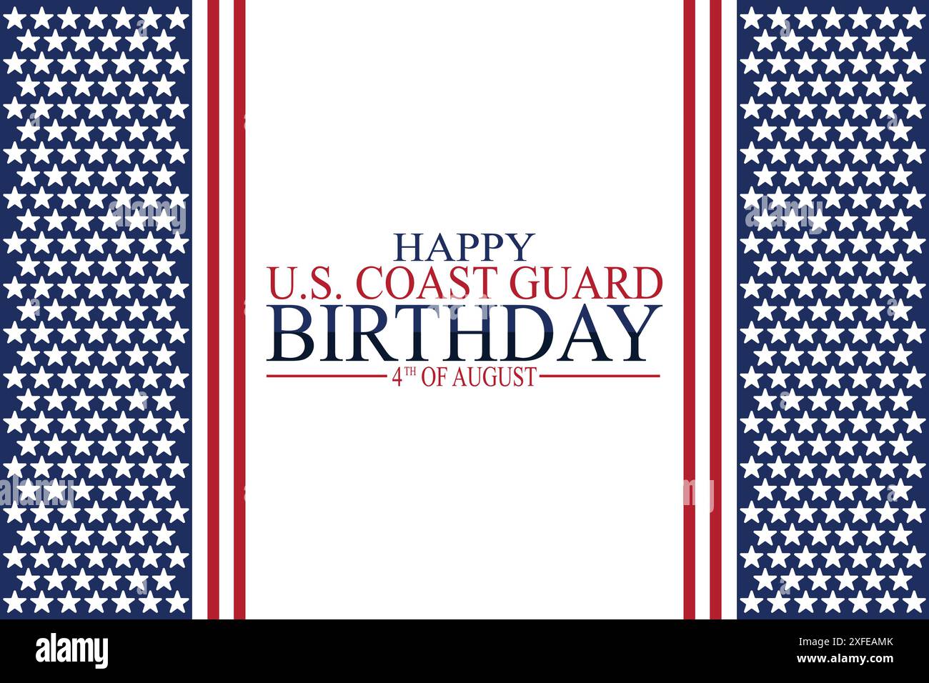 Joyeuse illustration vectorielle d'anniversaire des garde-côtes américains. Concept de vacances. Modèle pour fond, bannière, carte, affiche avec inscription de texte. Illustration de Vecteur