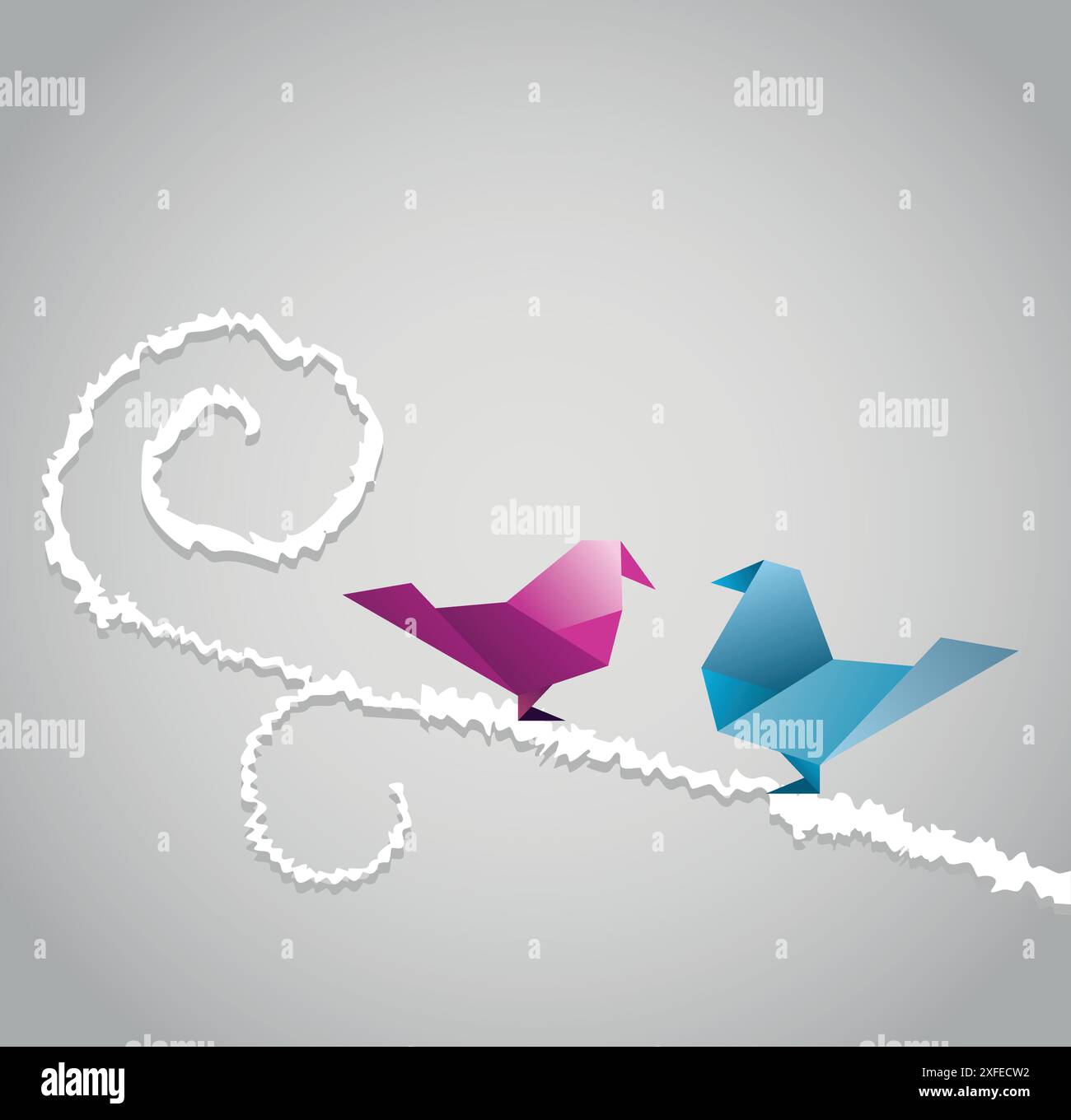 Fond abstrait origami. Le papier est transformé en oiseaux. Illustration de Vecteur