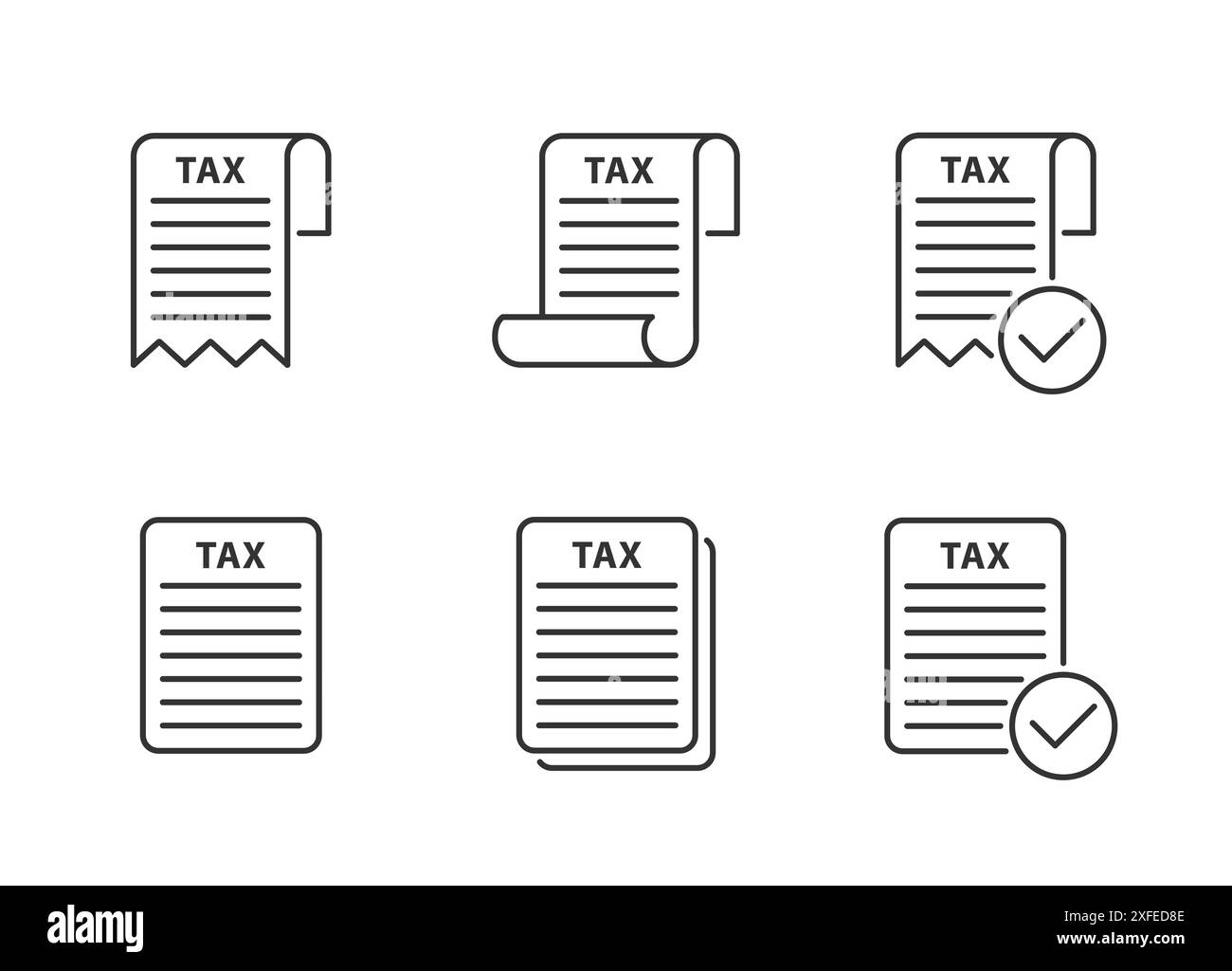 Jeu d'icônes de formulaire de taxe. Revenu, signe de crédit. Illustration vectorielle plate. Illustration de Vecteur