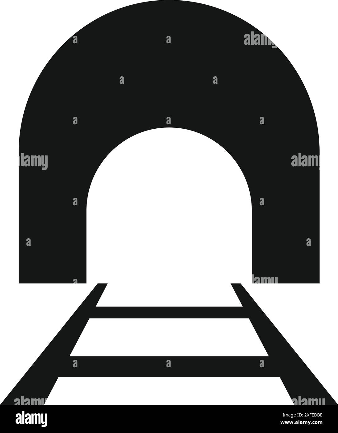 Silhouette noire et blanche d'un tunnel ferroviaire menant à la lumière à l'extrémité Illustration de Vecteur