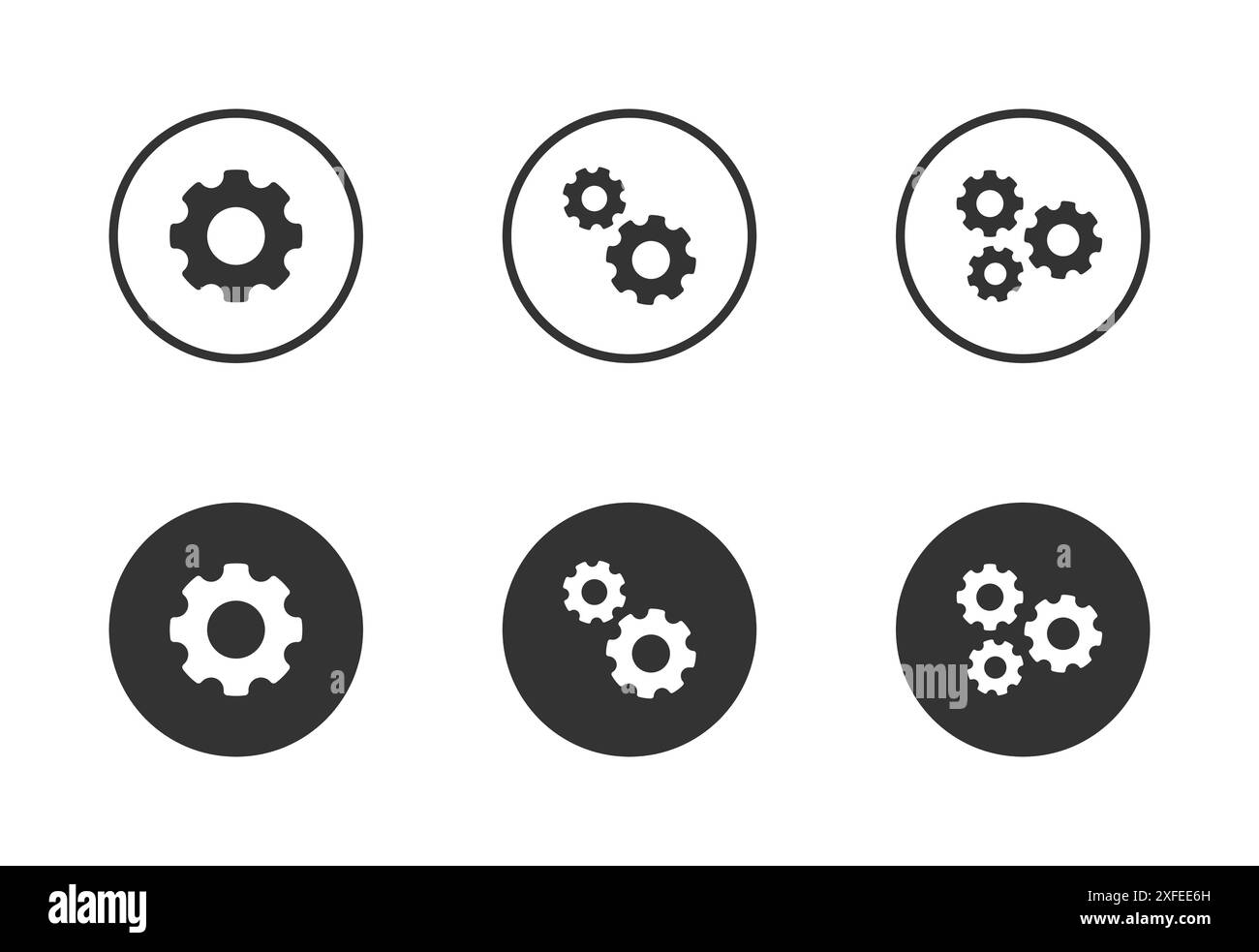 Icône d'engrenage définie. Symbole des réglages. Illustration vectorielle plate. Illustration de Vecteur