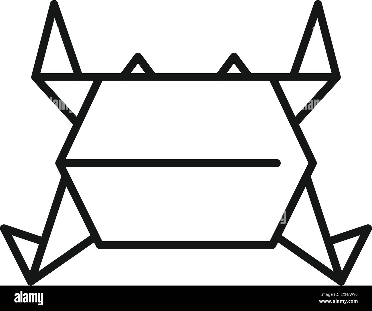 Dessin au trait simple d'un crabe fait en pliant du papier, représentant l'origami, une forme d'art japonais traditionnel Illustration de Vecteur