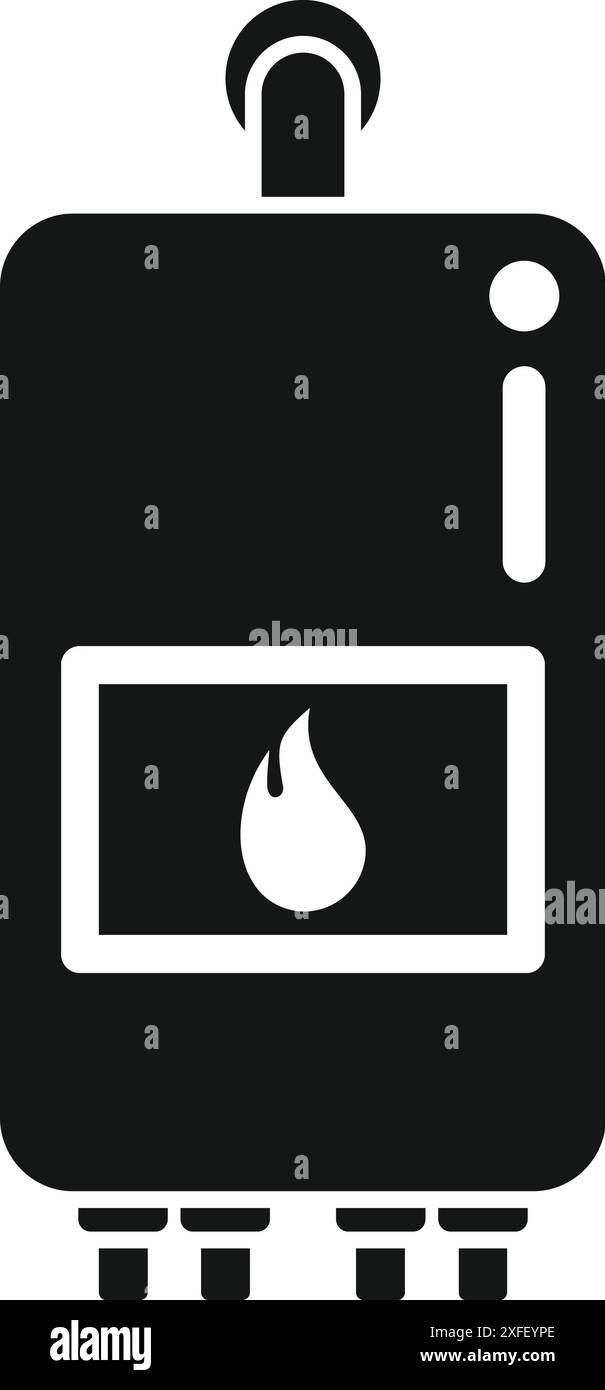Silhouette noire d'une chaudière à gaz domestique de chauffage de l'eau utilisant du gaz naturel pour le système de chauffage central Illustration de Vecteur