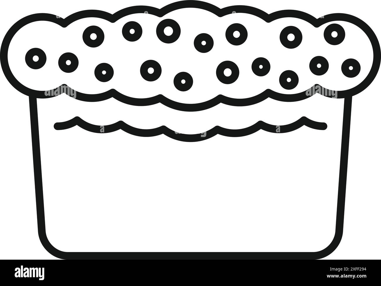 Icône de style de contour d'un gâteau de pâques traditionnel décoré de glaçure et de saupoudres Illustration de Vecteur