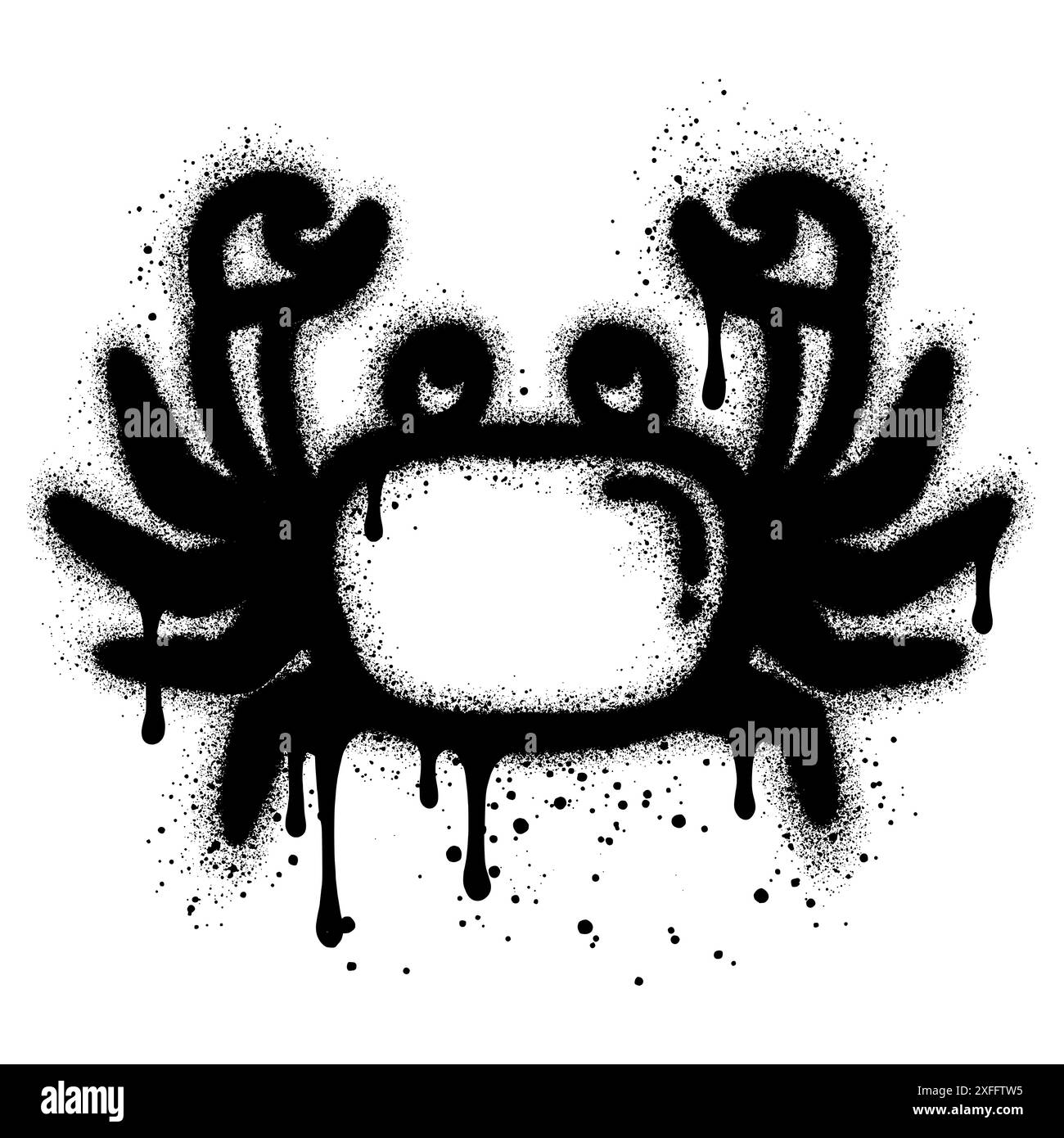 Graffiti de crabe avec peinture noire en aérosol. Illustration de Vecteur