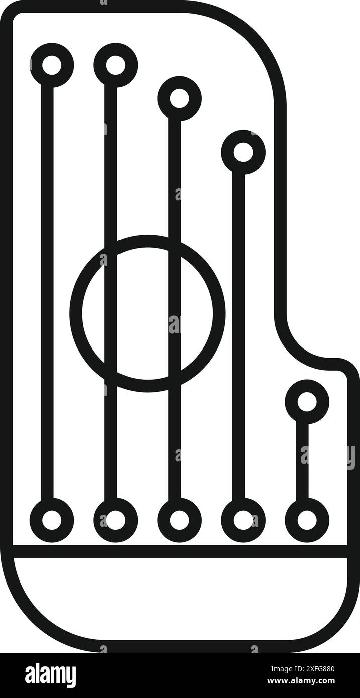 Icône de dessin au trait d'un chipset de carte son, symbolisant l'ingénierie audio et le traitement numérique du son Illustration de Vecteur