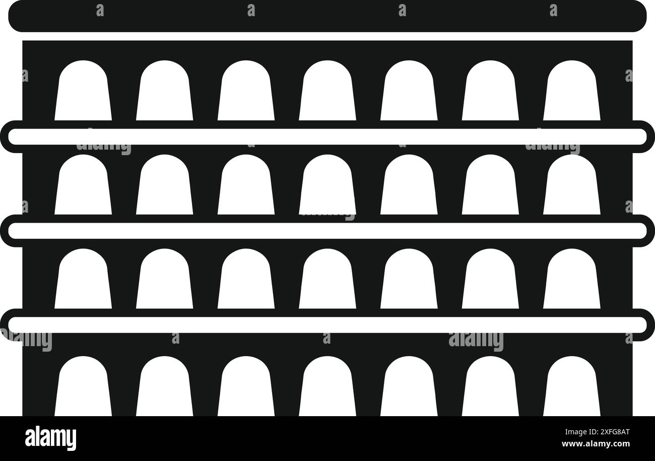 Icône noire et blanche des étagères vides du supermarché représentant les pénuries de produits Illustration de Vecteur