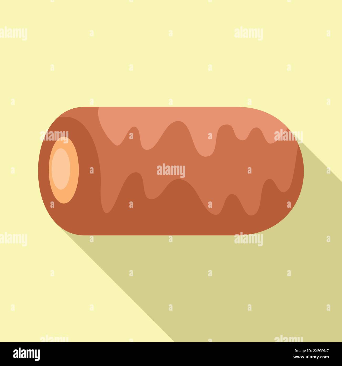 Délicieux chocolat éclair avec glaçage arrosé sur le dessus, isolé sur un fond jaune clair Illustration de Vecteur