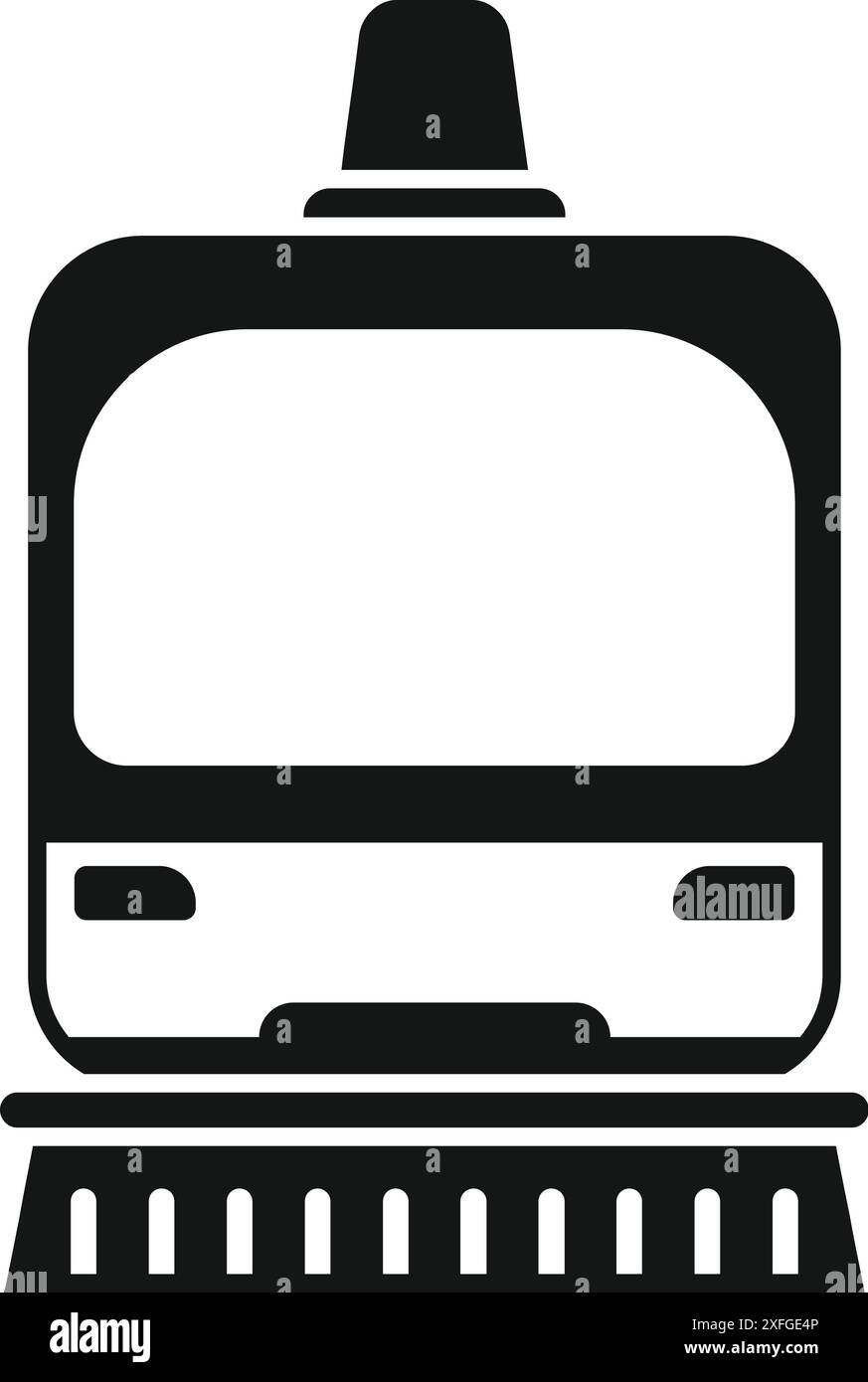 Silhouette noire d'un tramway moderne approchant la gare, icône des transports en commun Illustration de Vecteur