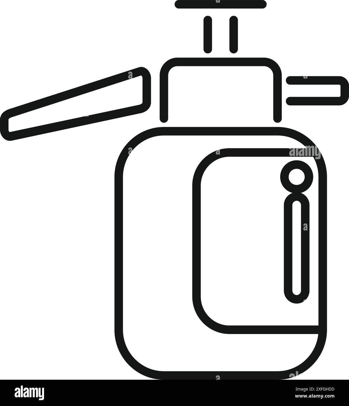 Icône de contour d'un flacon pulvérisateur de produit chimique utilisé pour la lutte contre les ravageurs du jardin et l'entretien des plantes Illustration de Vecteur