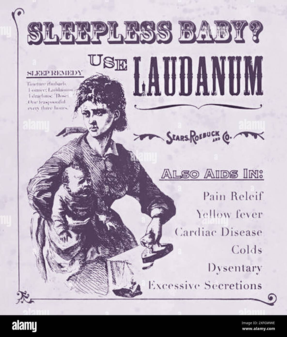 LAUDANUM annonce dans un journal britannique sur 1880 Banque D'Images