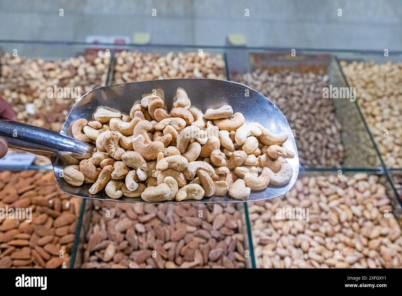 Noix de cajou dans le snack-shop. Banque D'Images