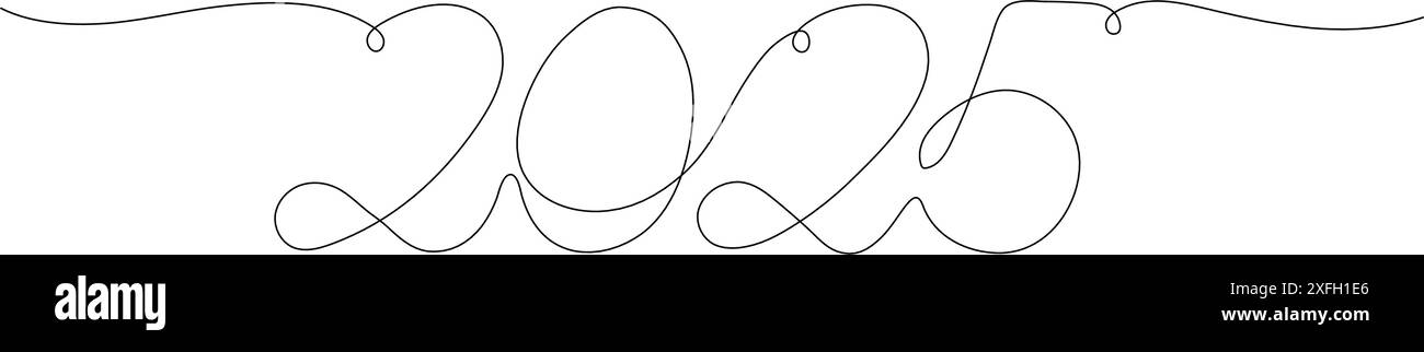 2025 une illustration vectorielle de dessin de ligne continue Illustration de Vecteur