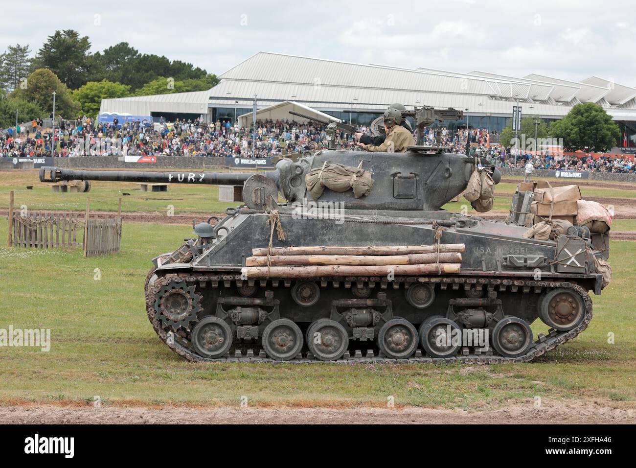 Char américain M4A2 Sherman de la seconde Guerre mondiale utilisé dans le film Fury in the Arena du Bovington Tank Museum de 2014 pendant le Tankfest 2024 Banque D'Images