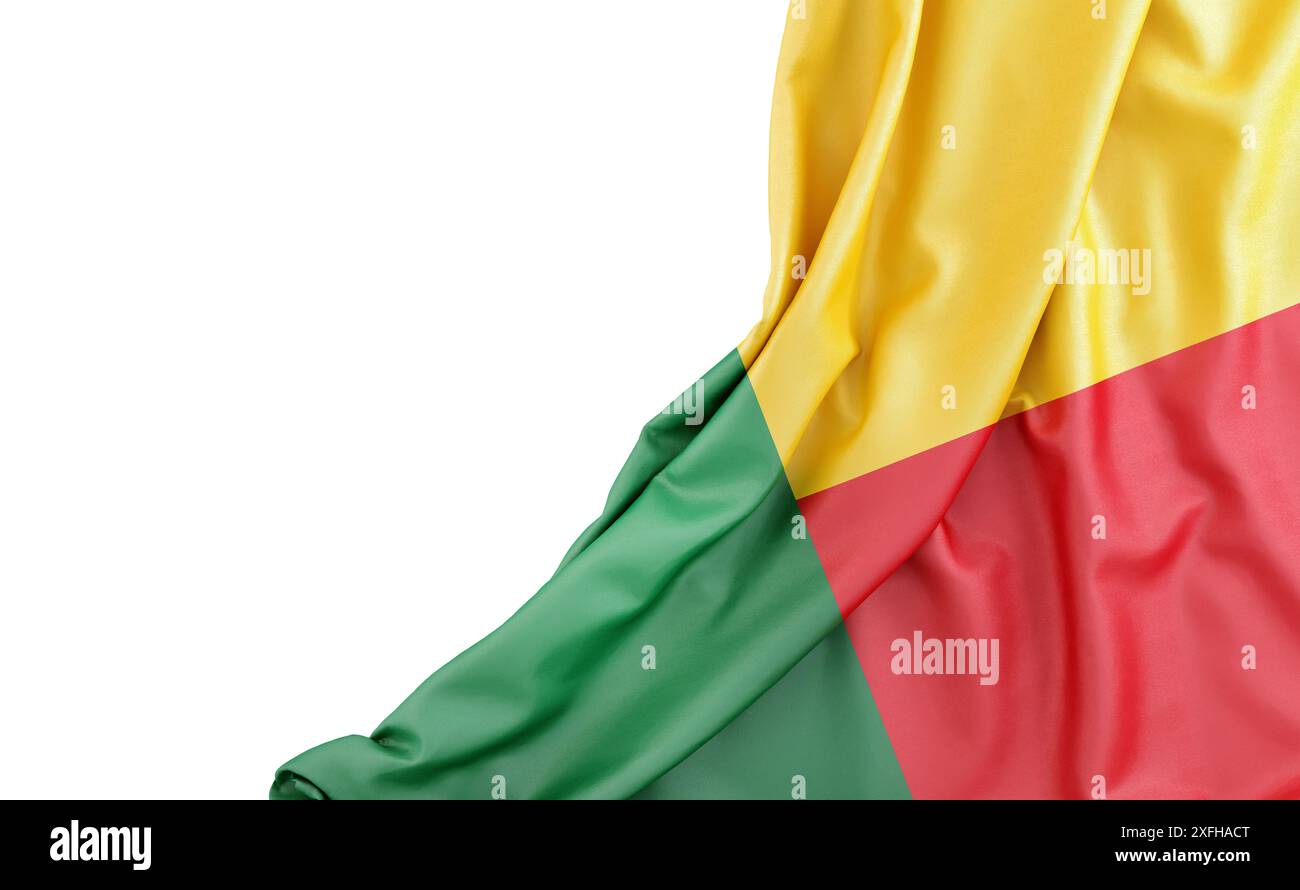 Drapeau du Bénin avec espace vide sur la gauche. Isolé. Rendu 3D. Banque D'Images