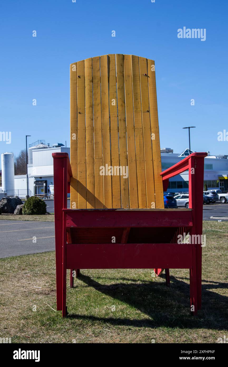 Chaise de frites au musée Potato World sur Centreville Road à Florenceville Bristol, Nouveau-Brunswick, Canada Banque D'Images