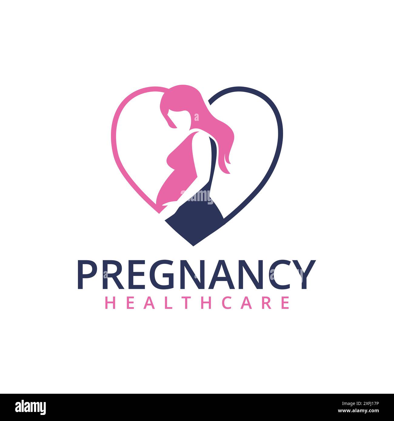 Love Heart Pregnancy Pregnante Mom Maternity Silhouette logo Template Illustration de Vecteur