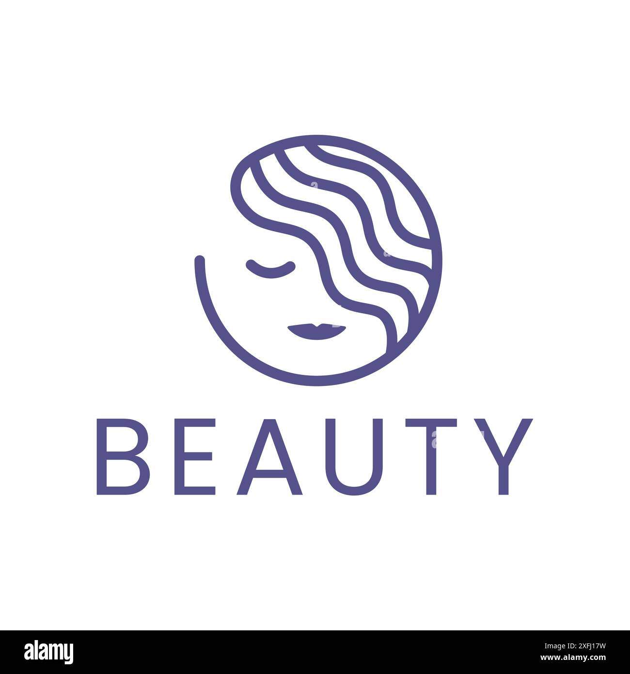Modèle de logo de ligne de cercle de visage de femme d'affaires de beauté Illustration de Vecteur