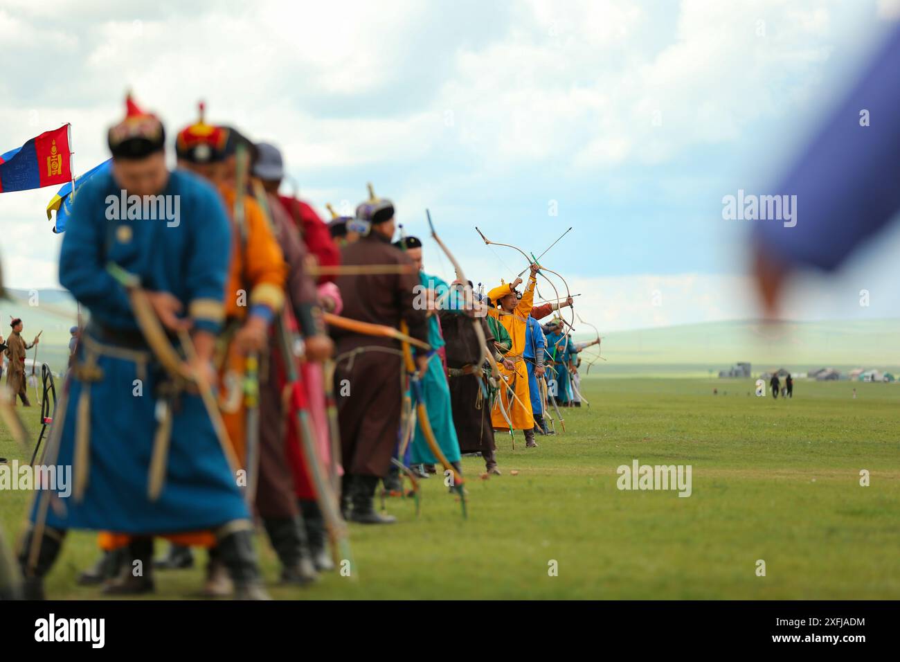 Oulan-Bator, Mongolie, 5 août 2023. Festival Danshig Naadam Khuree TSAM. Crédit : L.Enkh-Orgil. Banque D'Images