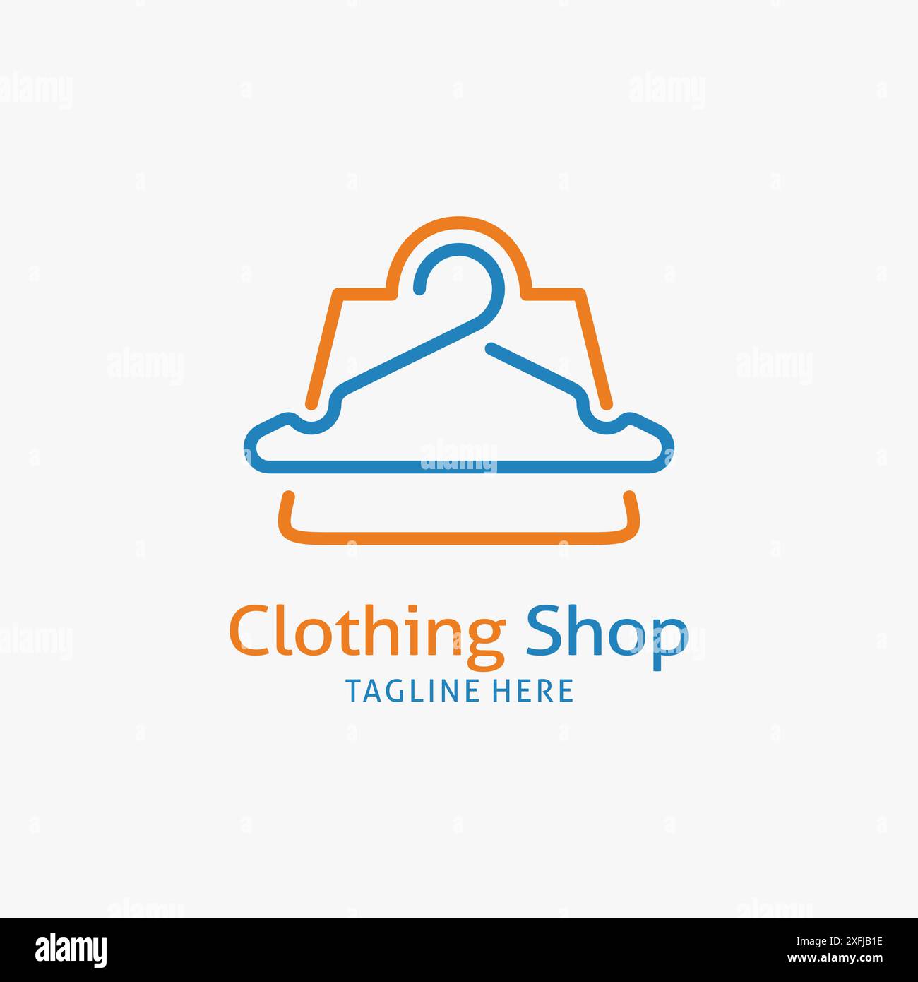 Cintre et sac à provisions pour la conception du logo de magasin de vêtements Illustration de Vecteur