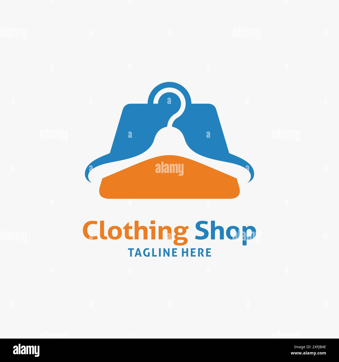 Cintre et sac à provisions pour la conception du logo de magasin de vêtements Illustration de Vecteur