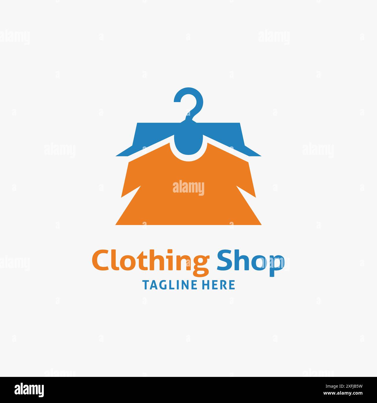 Cintre et sac à provisions pour la conception du logo de magasin de vêtements Illustration de Vecteur