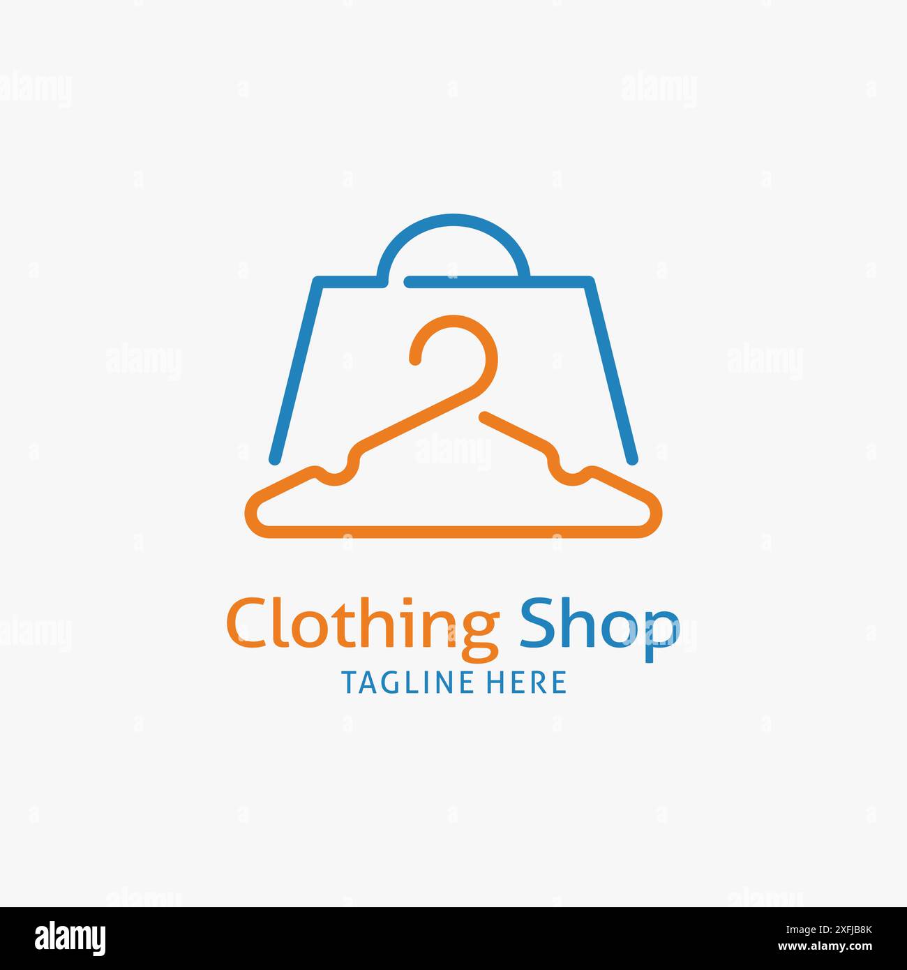 Cintre et sac à provisions pour la conception du logo de magasin de vêtements Illustration de Vecteur