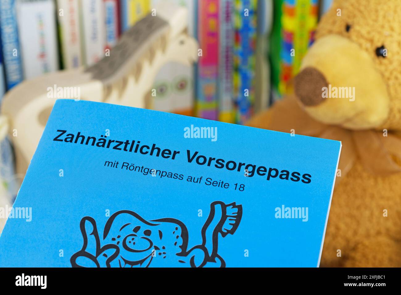 Détail de la passe de soins dentaires allemands avec la chambre des enfants en arrière-plan Banque D'Images