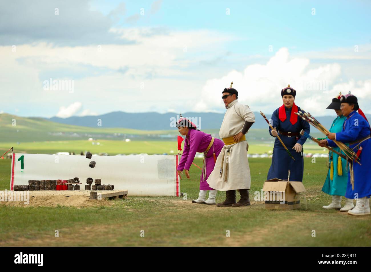 Oulan-Bator, Mongolie, 5 août 2023. Festival Danshig Naadam Khuree TSAM. Crédit : L.Enkh-Orgil. Banque D'Images