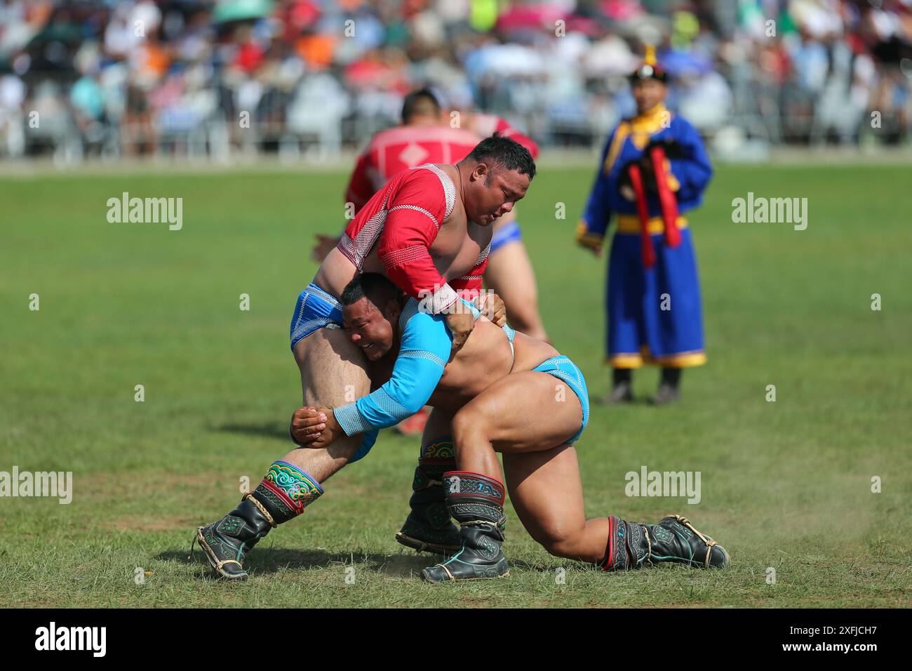 Oulan-Bator, Mongolie, 5 août 2023. Festival Danshig Naadam Khuree TSAM. Crédit : L.Enkh-Orgil. Banque D'Images