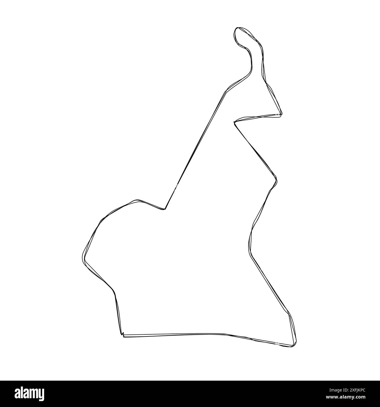Cameroun pays carte simplifiée. Mince contour d'esquisse triple crayon isolé sur fond blanc. Icône vectorielle simple Illustration de Vecteur