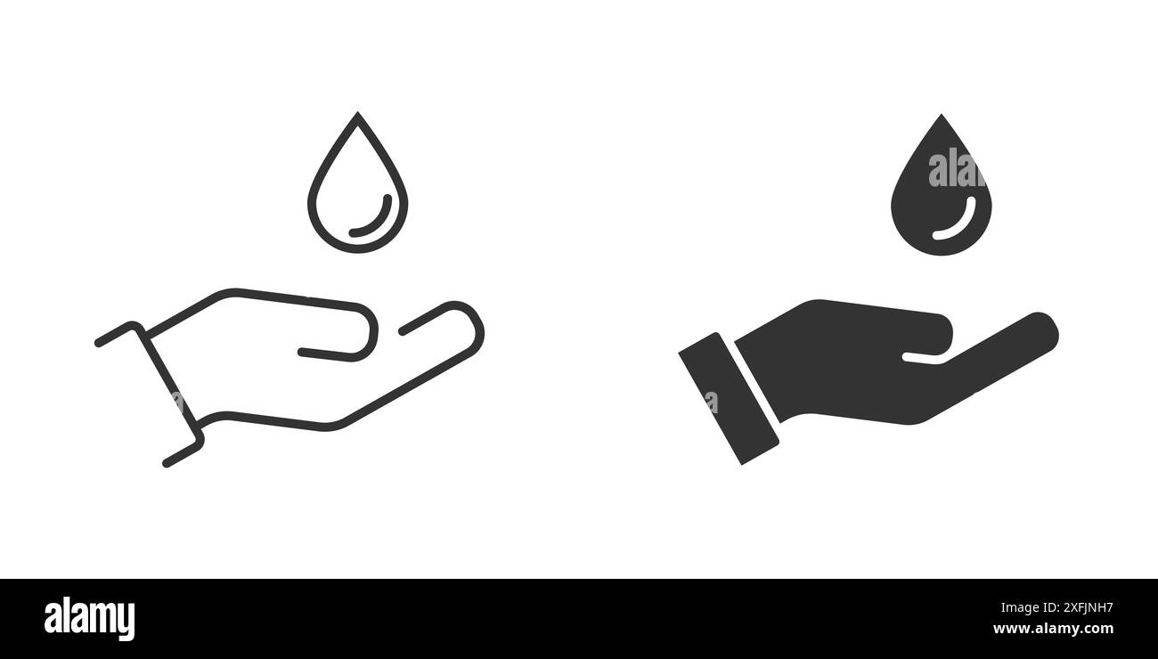 Icône de main de goutte d'eau symbole d'économie d'eau. Illustration vectorielle plate. Illustration de Vecteur