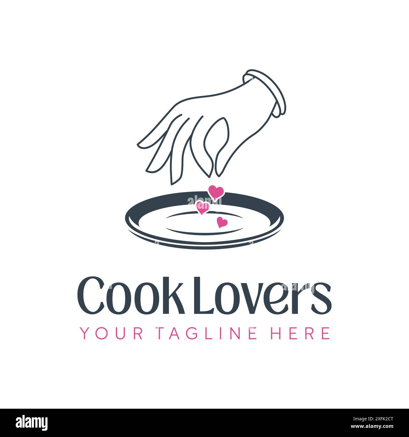 Logo Love Cooking fait à la main avec amour Illustration de Vecteur