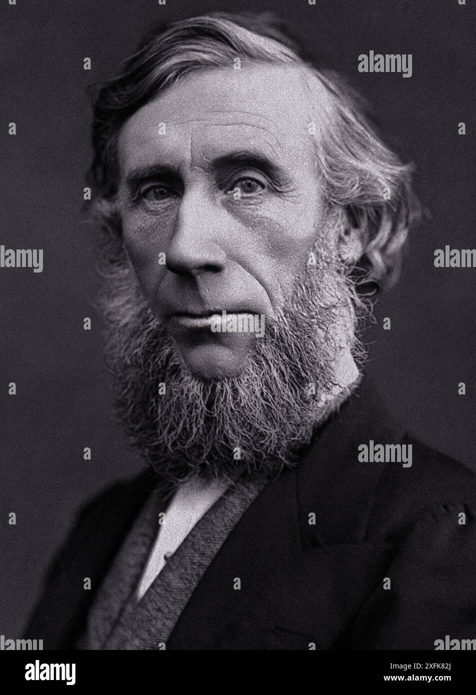 John Tyndall (1820-1893) est un physicien irlandais influent et philosophe naturel du XIXe siècle, renommé pour ses recherches approfondies dans les domaines du rayonnement infrarouge et des propriétés physiques de l'atmosphère. Il a apporté des contributions importantes à la compréhension de l'effet de serre et de la diffusion de la lumière, connu sous le nom d'effet Tyndall. De plus, Tyndall était un éducateur scientifique et communicateur prolifique, popularisant les connaissances scientifiques à travers ses écrits et ses conférences. Banque D'Images