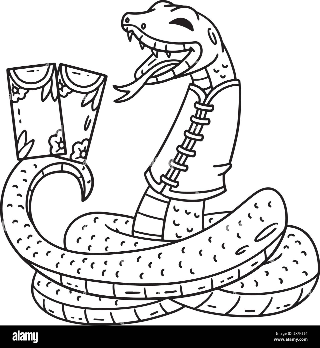 Year of the Snake Fortune Cards Coloriage isolé Illustration de Vecteur