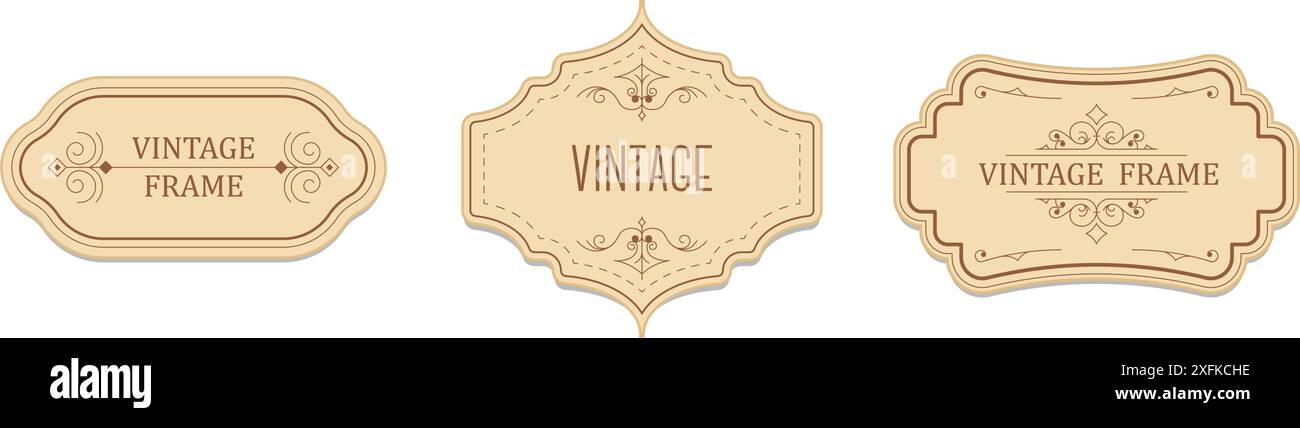 Jeu d'étiquettes et de cadres vintage Illustration de Vecteur