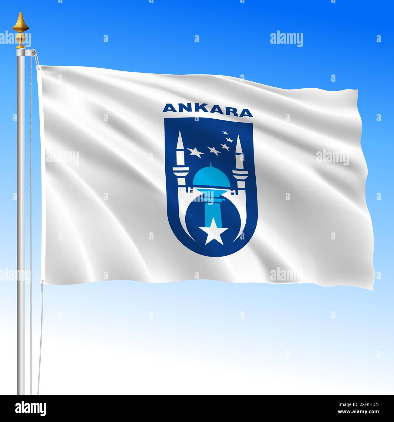 Ankara ville, Turquie, drapeau municipal agitant, illustration vectorielle Illustration de Vecteur